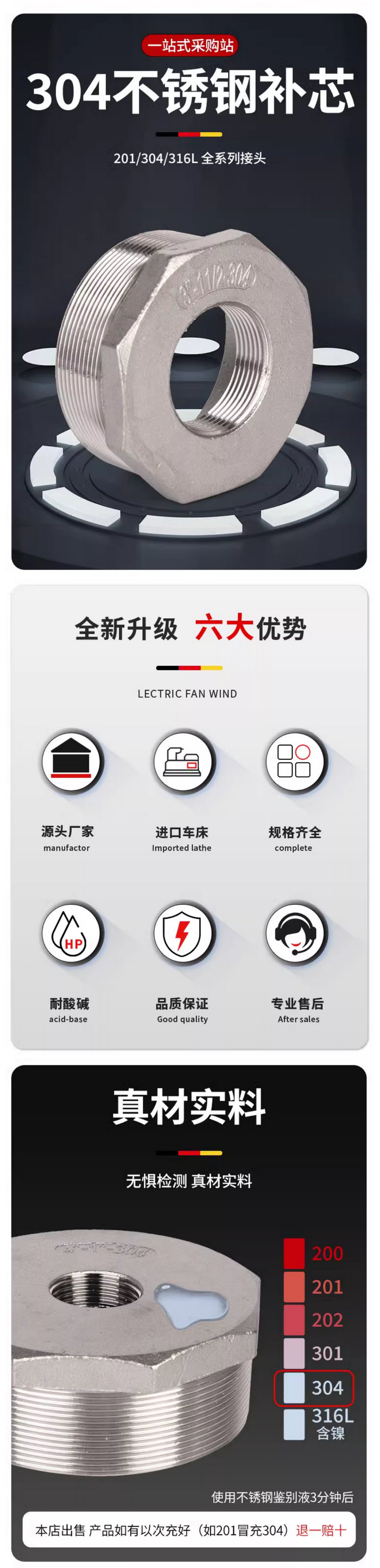 不銹鋼補芯內外絲
