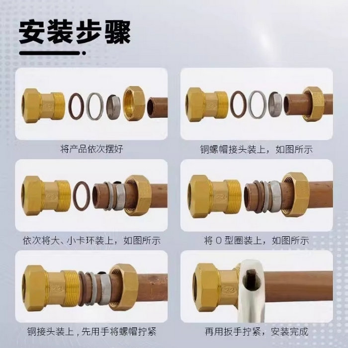 紫銅管接頭（平板太陽能集熱器銅管卡套直接配件）